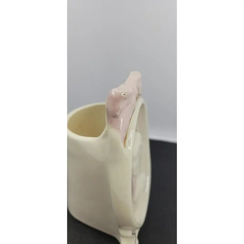 Vintage Victorian Style Cameo Ceramic Vase Planter Pink Gold Trim Shabby Chic